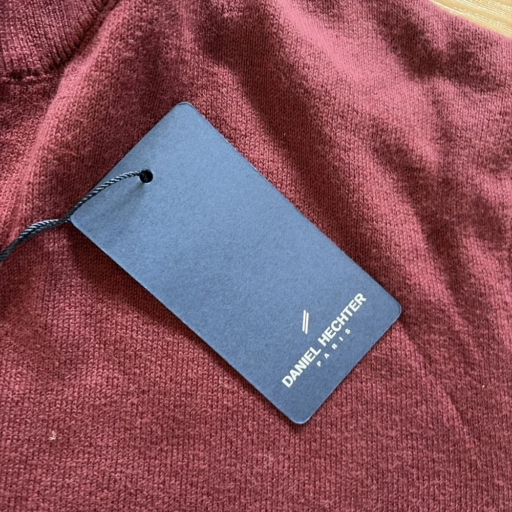 NWT Daniel Hechter Paris Quarter Zip Men's Size Medium cotton Cashmere Maroon